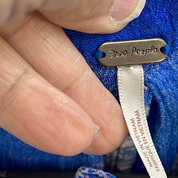 Free People Floral Sleeveless keyhole Tunic Top/Mini Dress women’s Sz S , Blue - Picture 3 of 16